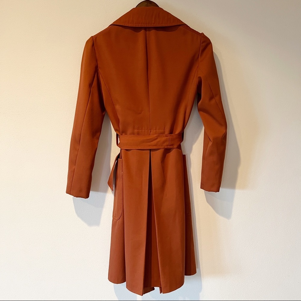 Vintage Handmade Open Front Belted Trench Lined Large Lapels - Picture 9 of 10